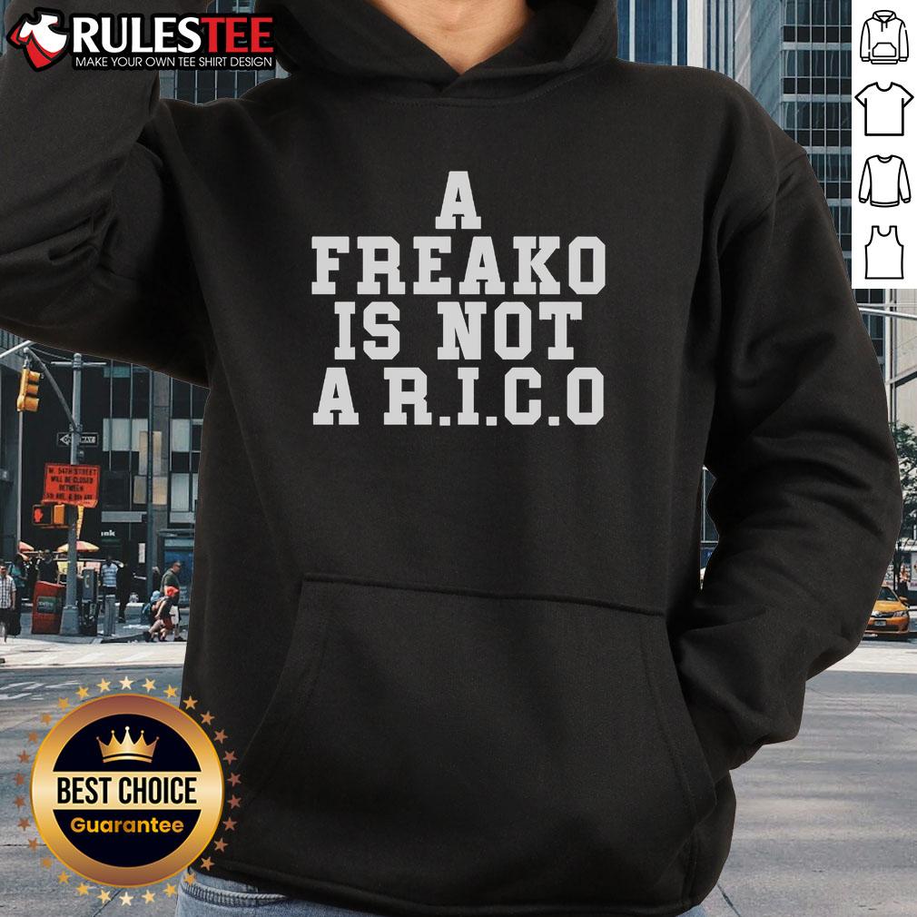 Official A Freako Is Not A Rico Hoodie in black, featuring bold graphic design and stylish streetwear appeal.