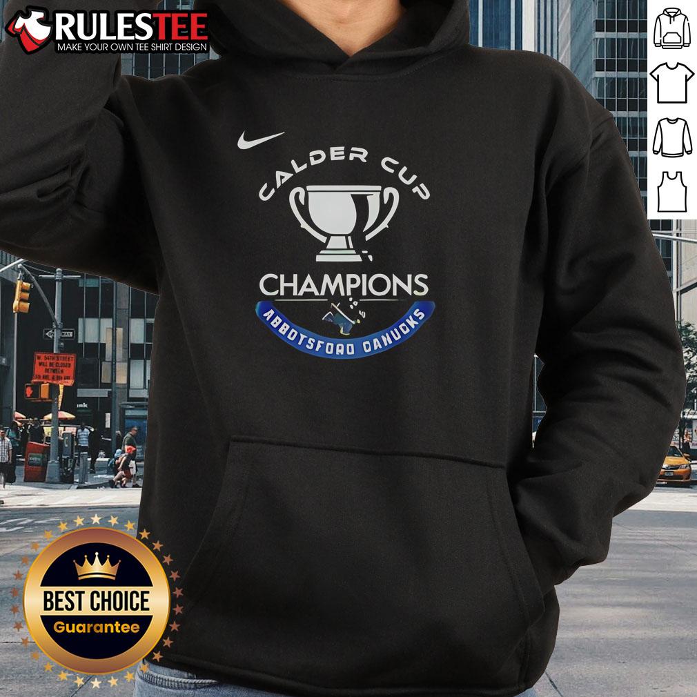 Official Abbotsford Canucks Calder Cup Champions 2025 hoodie featuring team logo and championship design.