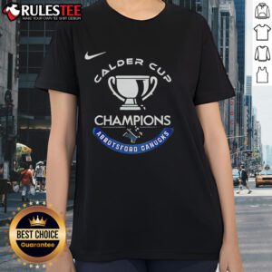 Official Abbotsford Canucks Calder Cup Champions 2025 ladies tee featuring team logo and stylish design for fans.