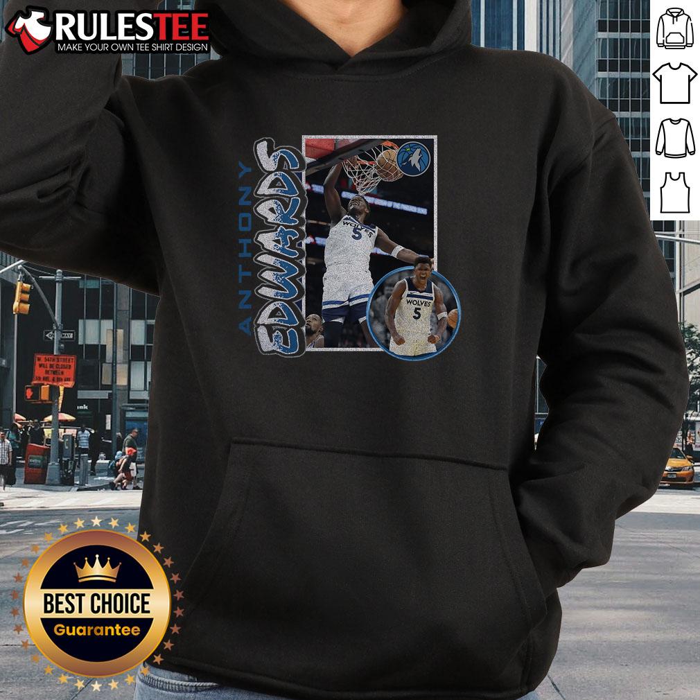 Official Anthony Edwards Navy Minnesota Timberwolves 90s Player Hoodie showcasing retro style and team spirit.