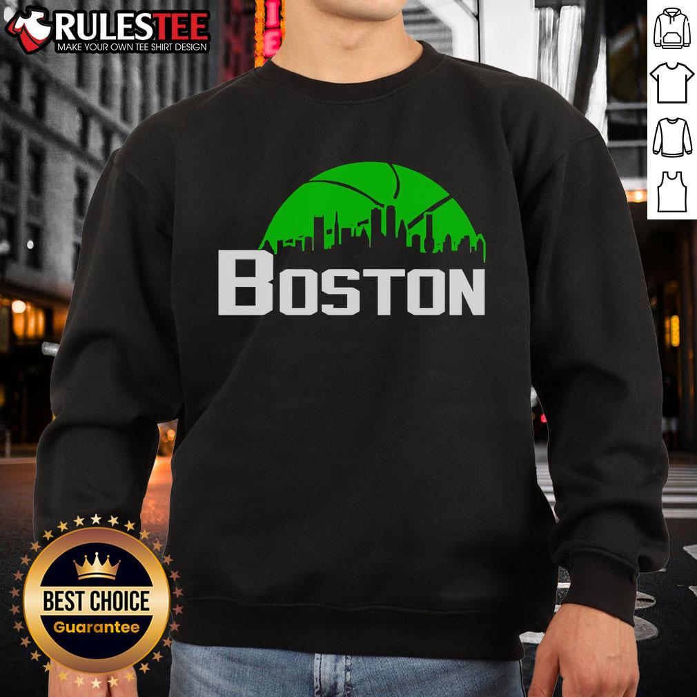 Alt Text: Official Boston Celtics Cityscape Skyline Style 2025 Sweatshirt featuring vibrant team colors and iconic Boston skyline.