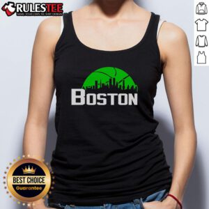 Official Boston Celtics Cityscape Skyline Style 2025 Tank Top featuring vibrant team colors and iconic Boston skyline design.