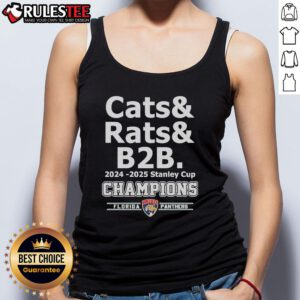 Official Cats Rats B2B 2024-2025 Stanley Cup Champion Florida Panthers tank top featuring team logo and vibrant colors.