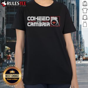 Alt Text: Official Coheed and Cambria 2000 Trees Festival UK ladies tee featuring vibrant design and band logo.
