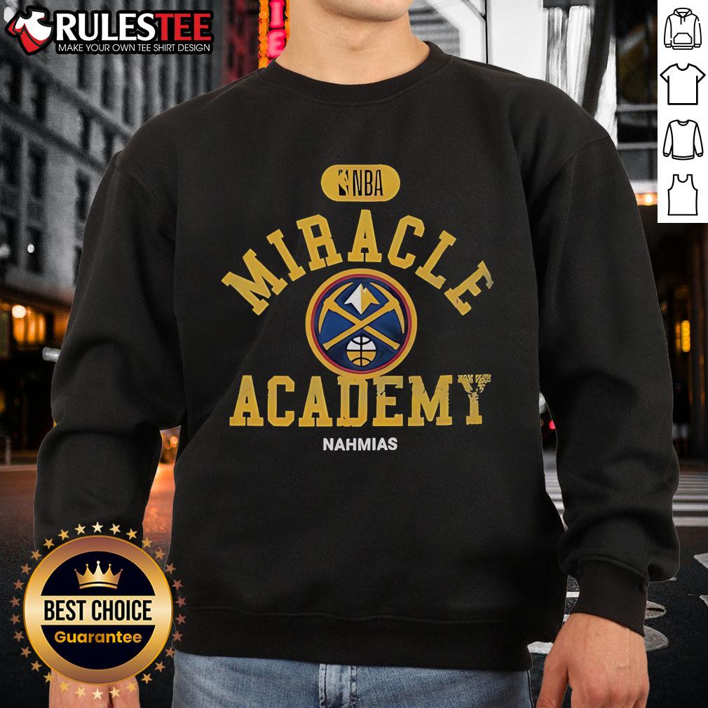 Official Denver Nuggets Miracle Academy NBA Collection Sweatshirt featuring team logo and vibrant colors for fans.
