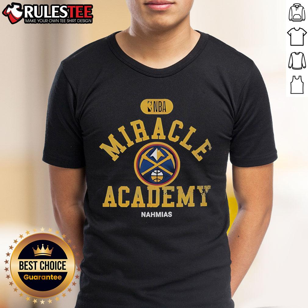 Official Denver Nuggets Miracle Academy NBA Collection T-Shirt featuring vibrant team colors and iconic logo design.