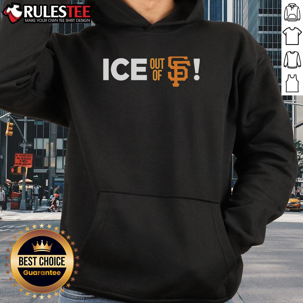 Alt Text: Official ICE Out Of SF San Francisco Hoodie in black, featuring bold graphics and a comfortable fit for casual wear.