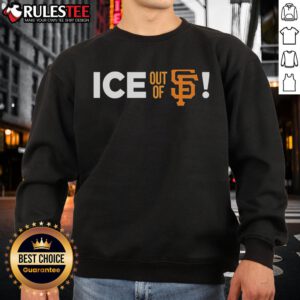 Official ICE Out of SF San Francisco sweatshirt featuring bold graphics and comfortable fabric, perfect for city pride.