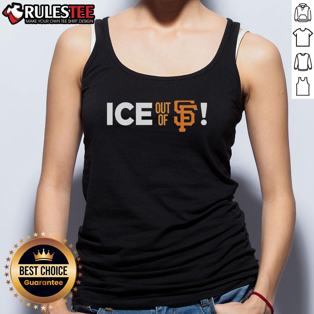 Official ICE Out Of SF San Francisco Tank Top featuring bold graphics and a stylish design for summer wear.