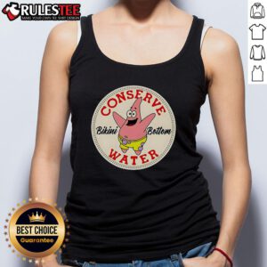 Official Patrick Star Conserve Water Bikini Bottom tank top featuring vibrant colors and fun design for fans.