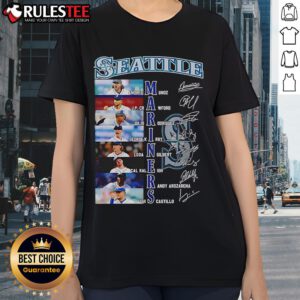 Official Seattle Mariners Name Teams 2025 Signature Ladies Tee showcasing stylish design for female fans.