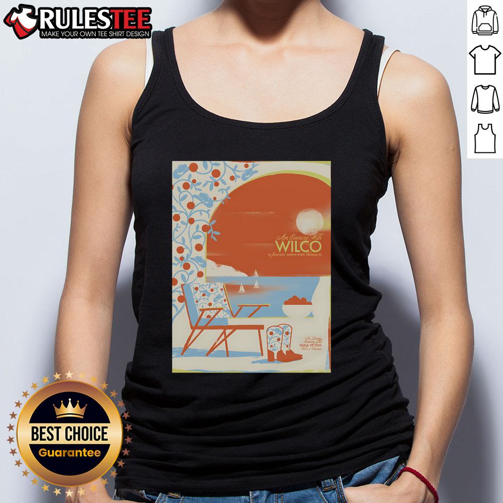 Official Wilco Valencia ES Marina Norte June 29, 2025 poster on a stylish tank top design showcasing the concert details.