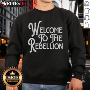 Premium vintage style 'Welcome to the Rebellion' sweatshirt featuring bold graphics and a cozy fit for casual wear.