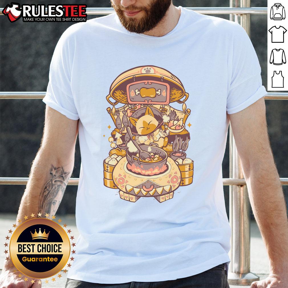 Pretty Monster Hunter Cooking T-Shirt featuring a vibrant design of a monster chef in action, perfect for gamers and enthusiasts.