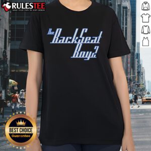 Alt Text: Top The Backseat Boyz Letter Ladies Tee featuring vibrant graphics and stylish design for trendy casual wear.
