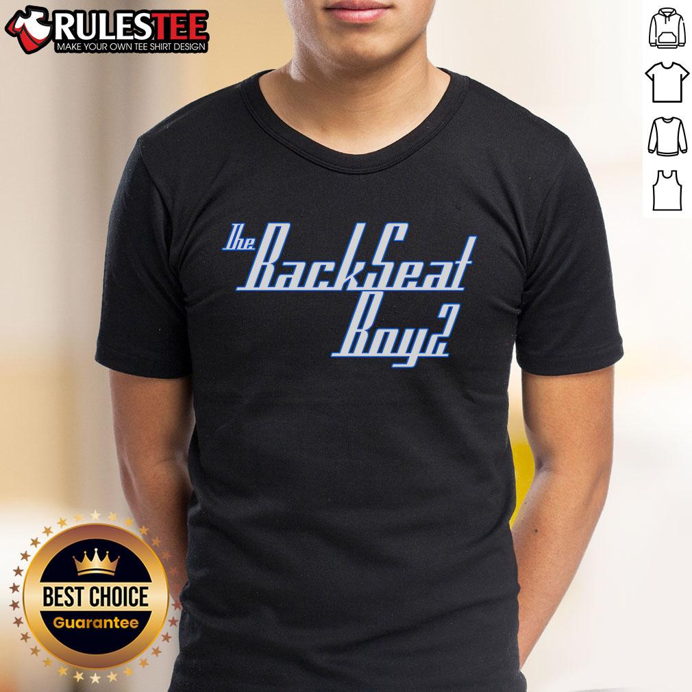 Top The Backseat Boyz Letter T-Shirt featuring bold graphic letters and a trendy design for casual wear.