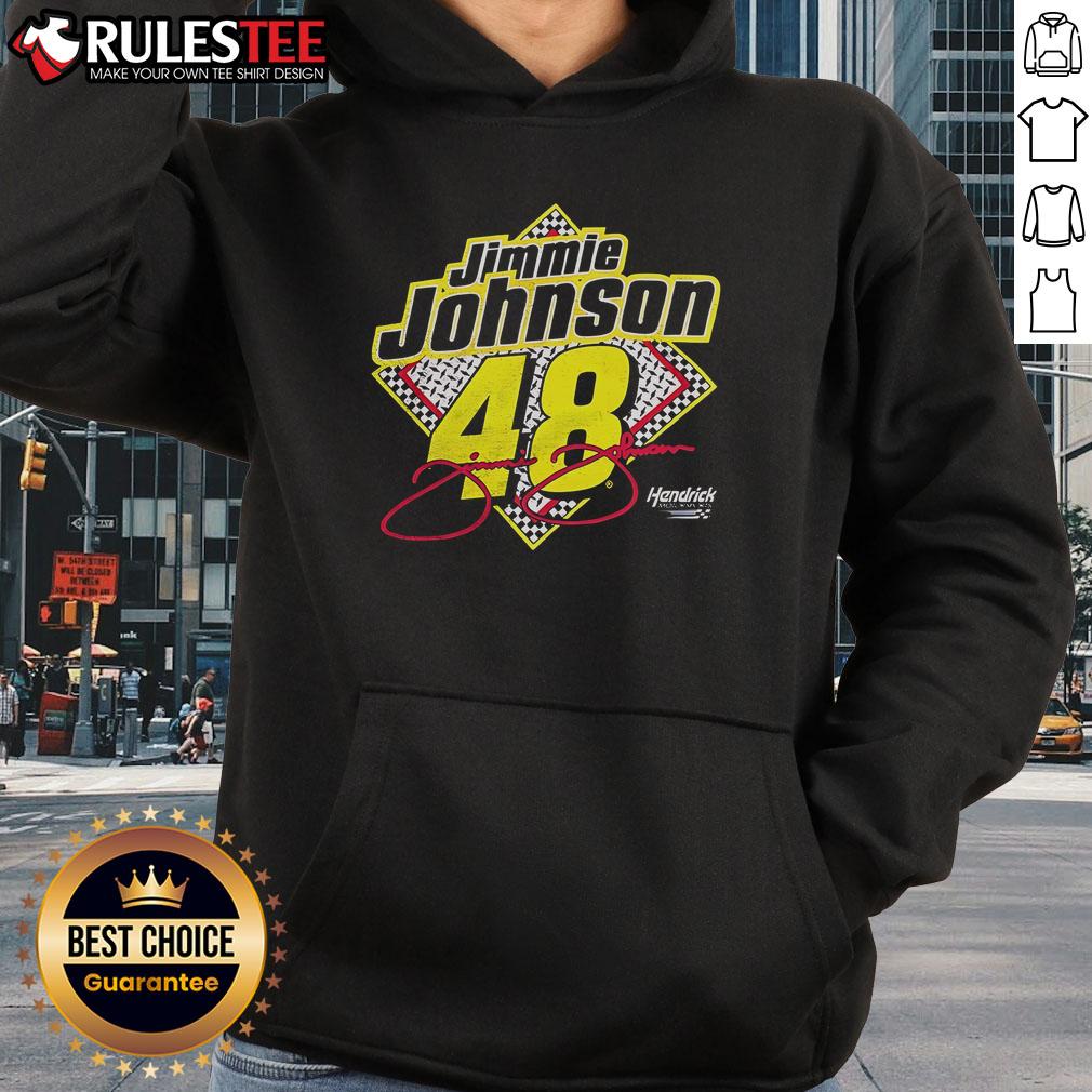 Awesome Hendrick Motorsports Jimmie Johnson 48 hoodie featuring official team colors and logo, perfect for racing fans.