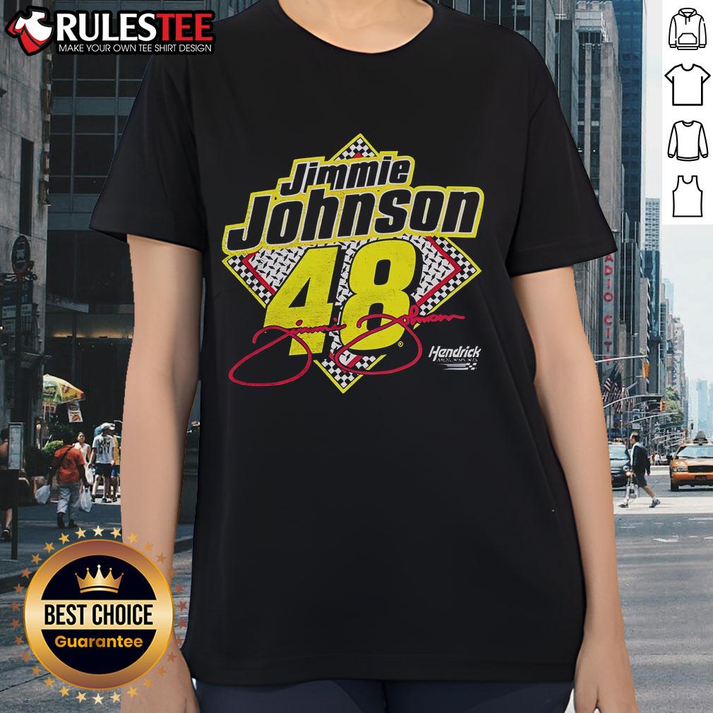 Awesome Hendrick Motorsports Jimmie Johnson 48 ladies tee featuring bold graphics and comfortable fit for fans.