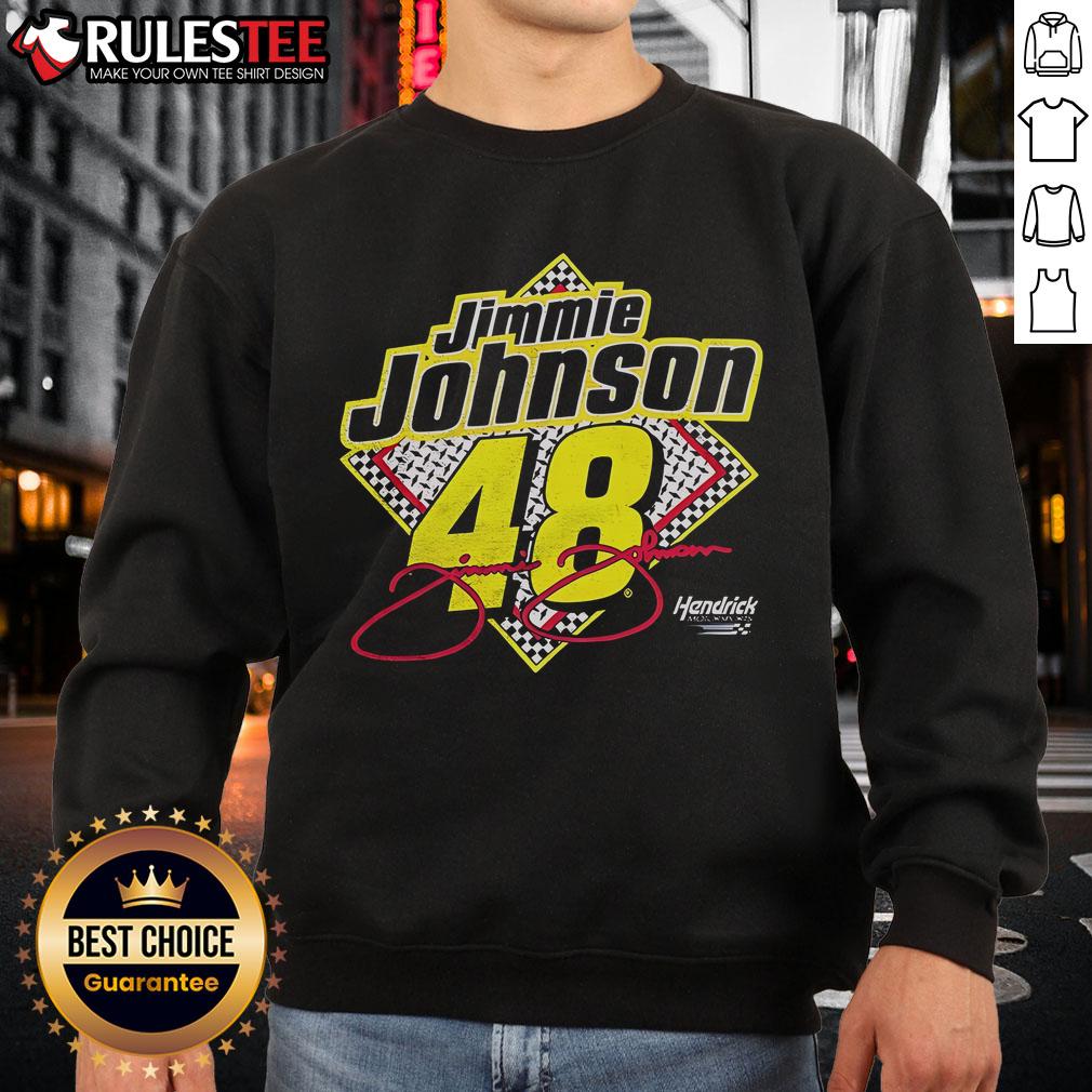 Alt Text: Awesome Hendrick Motorsports Jimmie Johnson 48 sweatshirt in navy blue, showcasing NASCAR team pride and style.