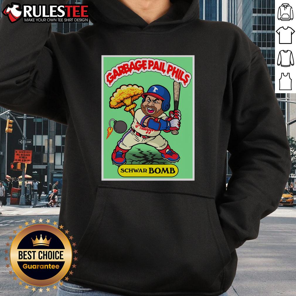 Awesome Kyle Schwarber Schwar-BOMB Garbage Pail Phils hoodie featuring a vibrant baseball design for Philadelphia fans.