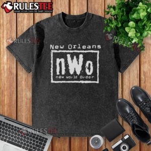 Awesome New Orleans nWo New World Order washed t-shirt featuring a vintage design and vibrant colors, perfect for fans.