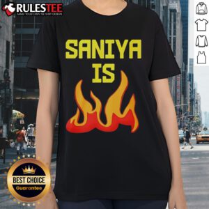 Awesome Saniya Is Fire Ladies Tee featuring a stylish design, perfect for casual wear and expressing confidence.