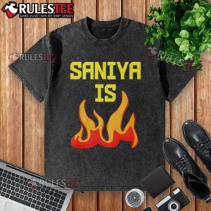 Awesome Saniya Is Fire washed t-shirt featuring a vibrant design and soft fabric, perfect for casual style.
