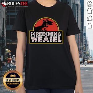 Awesome Screeching Weasel x Jurassic Park ladies tee featuring vibrant graphics and a stylish fit for fans.