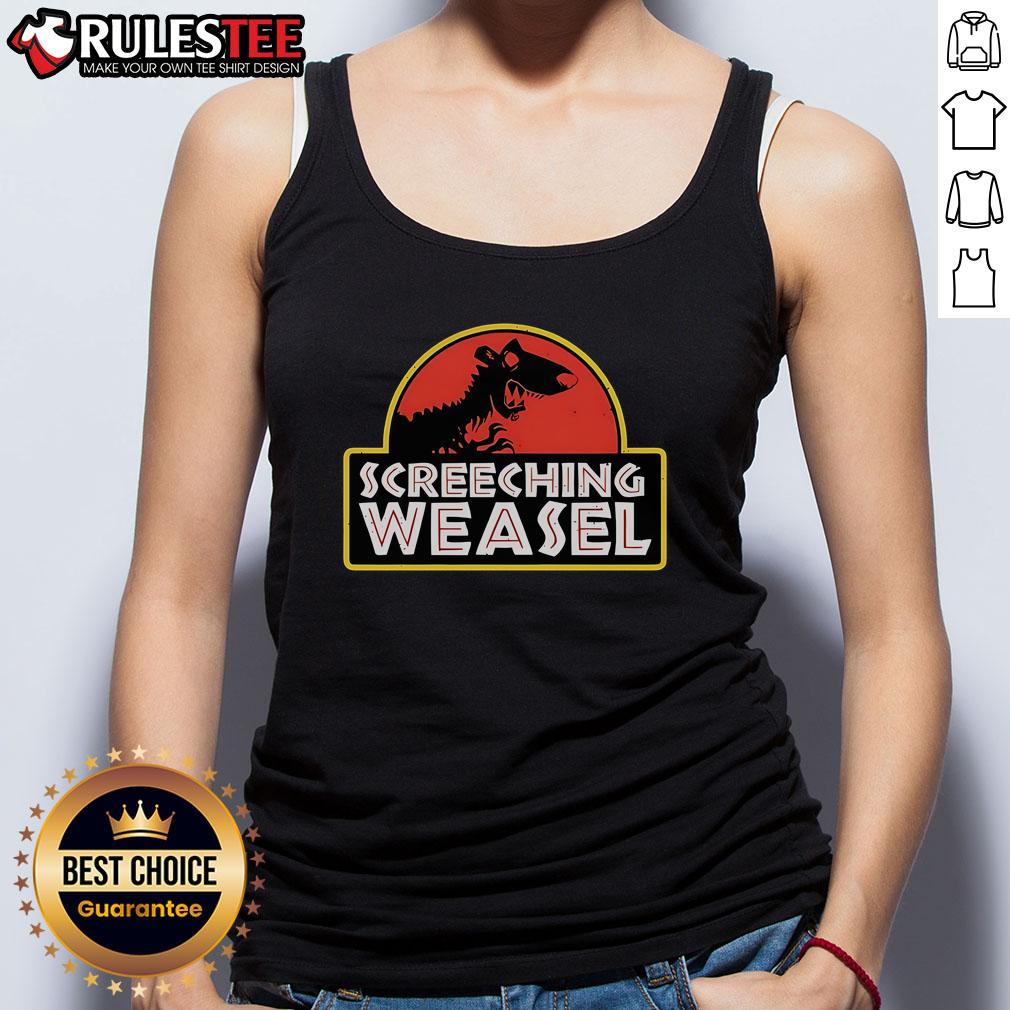 Awesome Screeching Weasel x Jurassic Park tank top featuring vibrant graphics and a trendy design for fans.