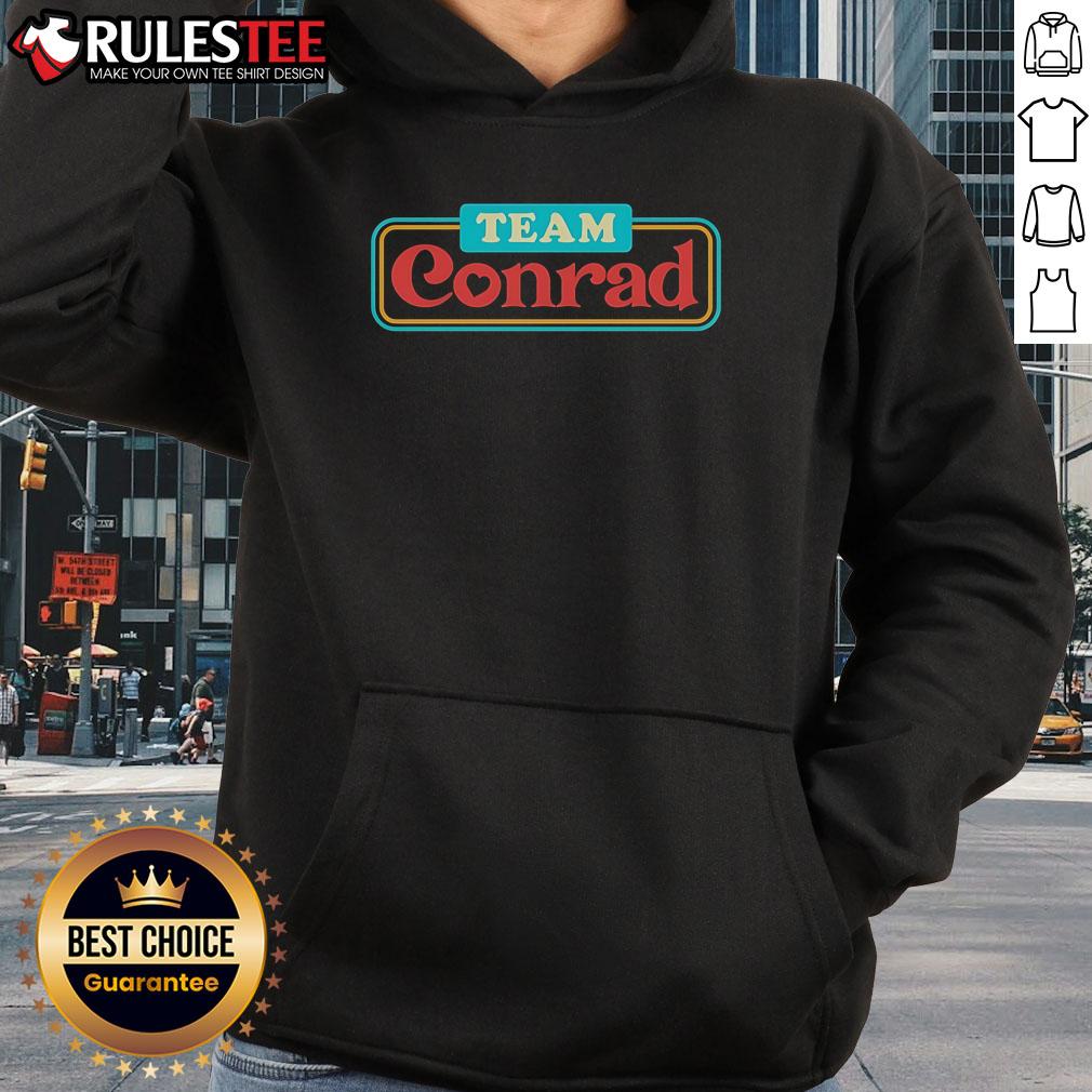 Awesome Team Conrad logo hoodie featuring a bold design, perfect for team spirit and casual wear.