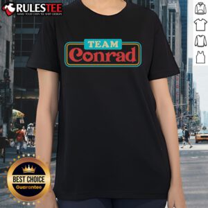Awesome Team Conrad Logo on Ladies Tee, featuring a stylish design perfect for team spirit and casual wear.