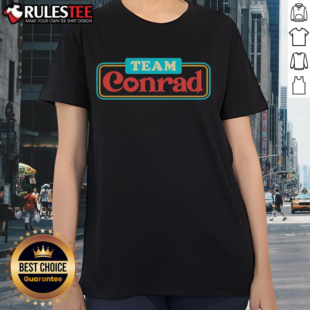 Awesome Team Conrad Logo on Ladies Tee, featuring a stylish design perfect for team spirit and casual wear.