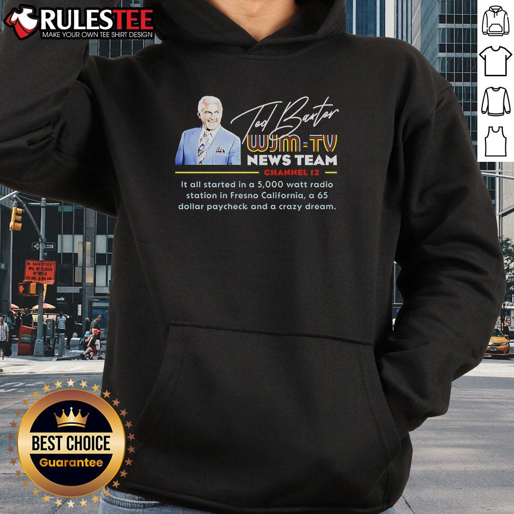 Awesome Ted Baxter WJM TV News Hoodie featuring vintage news graphics and a stylish design for fans of classic television.