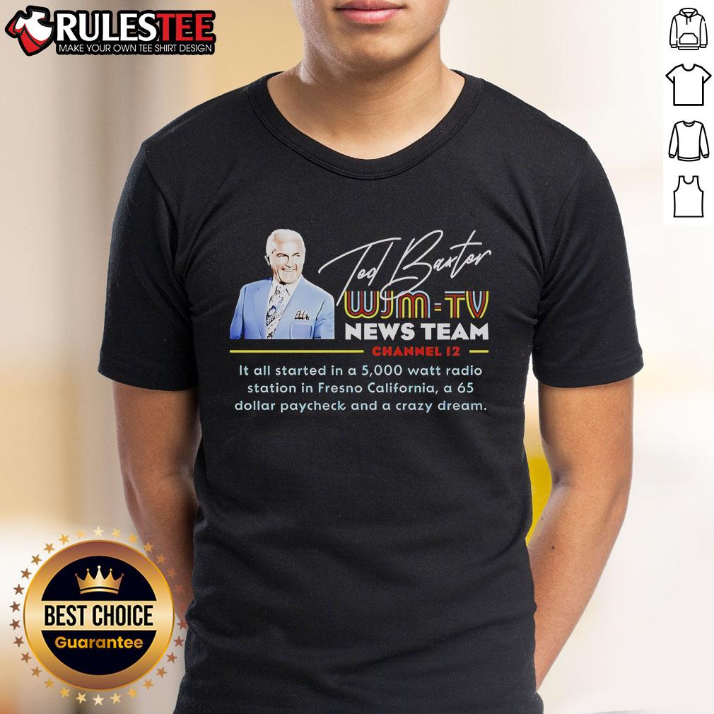 Awesome Ted Baxter WJM-TV news t-shirt featuring a retro design, perfect for fans of classic television.