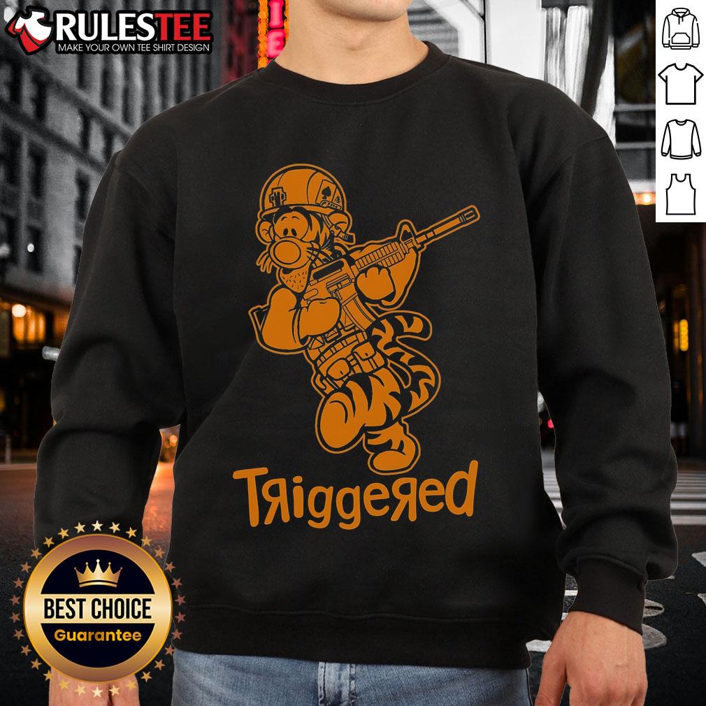 Awesome Triggered Tigger Winnie the Pooh Military Sweatshirt featuring a colorful Tigger design on a cozy fabric.