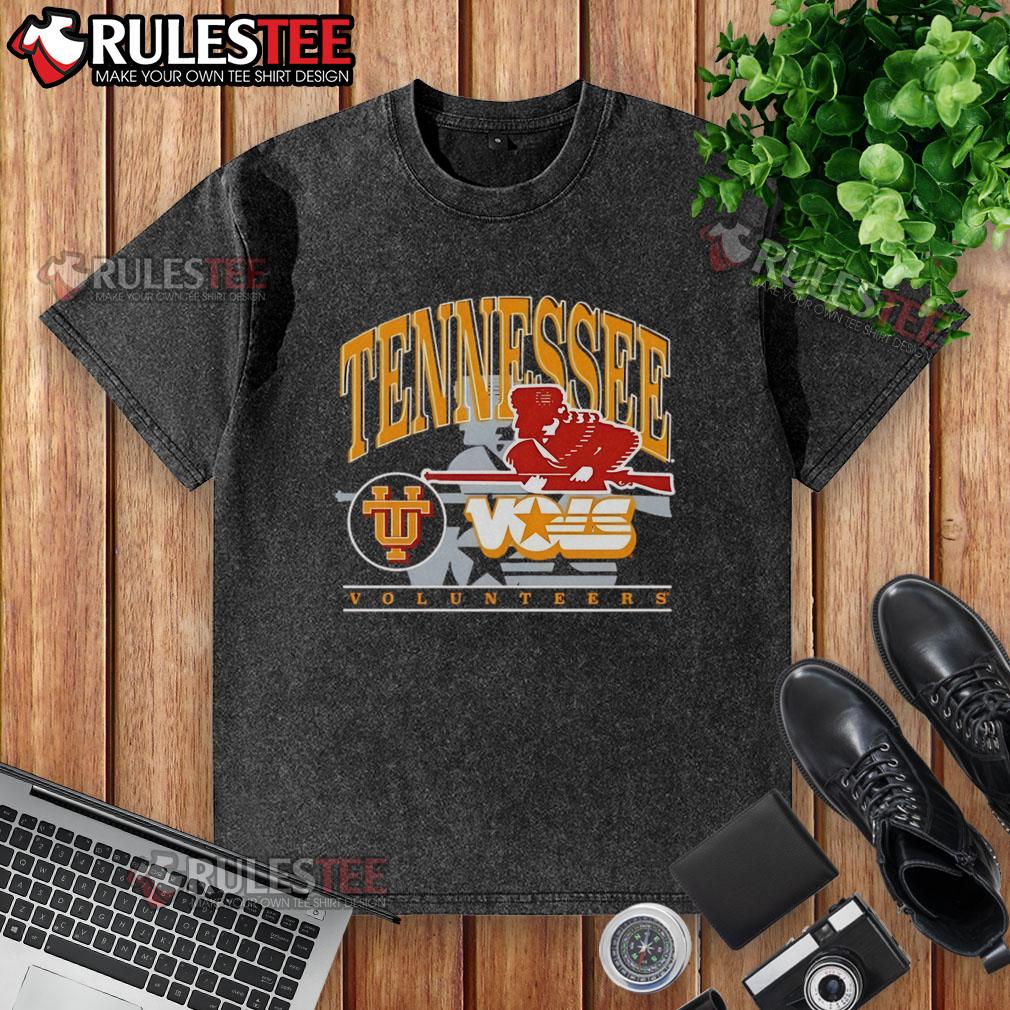 Alt Text: Awesome University of Tennessee Volunteers washed t-shirt featuring the iconic orange and white colors and logo.