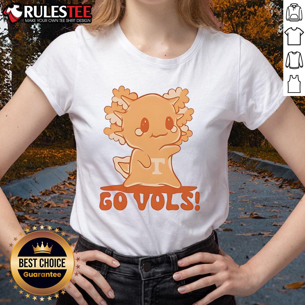 Alt Text: Cute axolotl graphic on a stylish Tennessee ladies tee, perfect for casual wear and axolotl lovers.