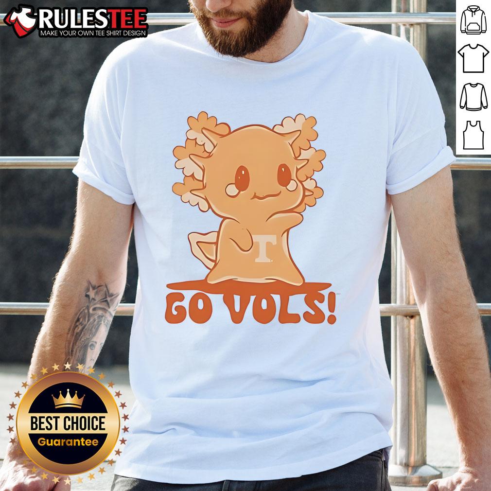 Cute Axolotl Go Vol Tennessee T-Shirt featuring a playful axolotl design with vibrant colors and a sporty vibe.