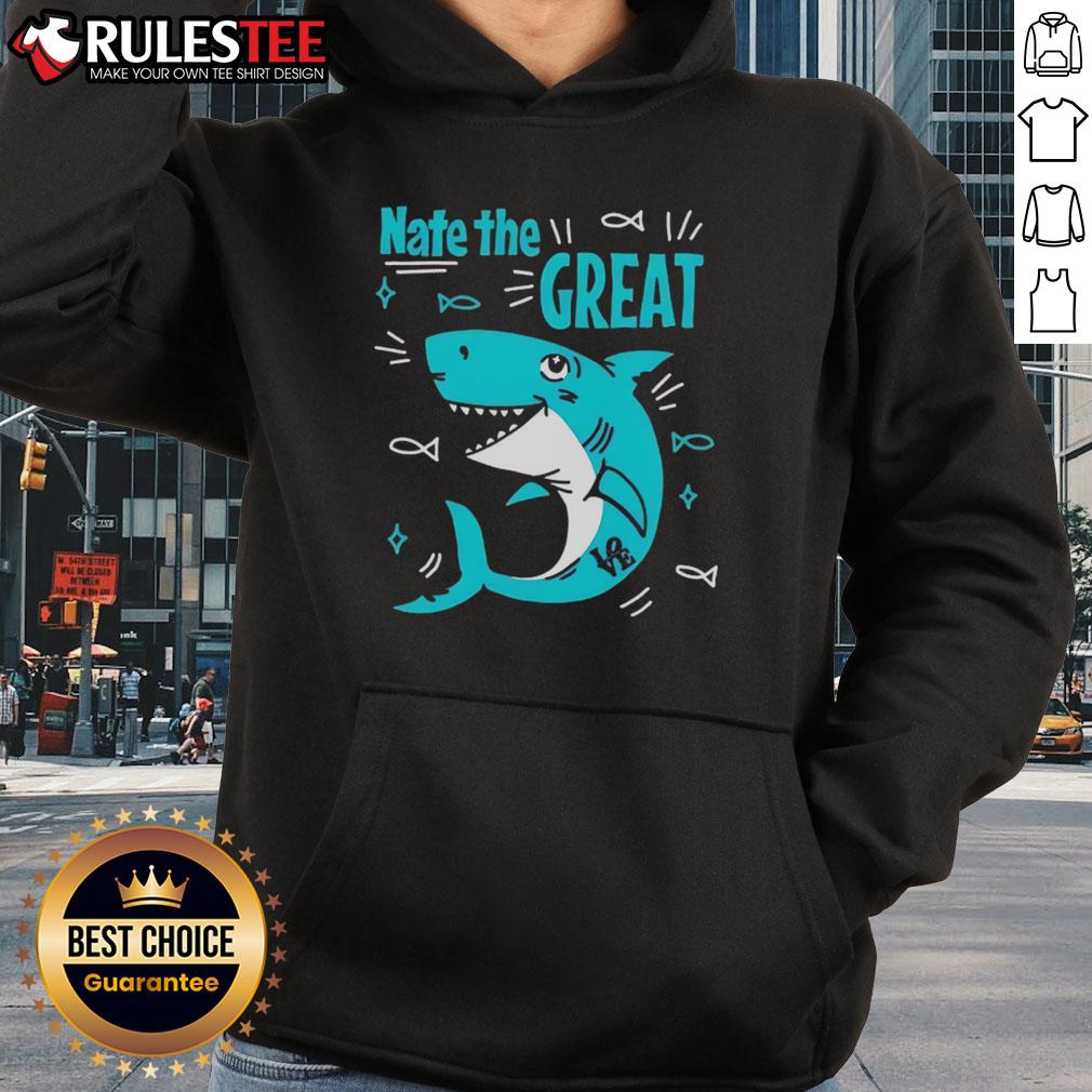 Cute Shark Nate the Great Hoodie featuring a playful shark design, perfect for kids and shark lovers.