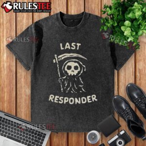 Alt Text: Cute The Last Responder The Reaper washed t-shirt featuring a playful graphic design, perfect for casual wear.