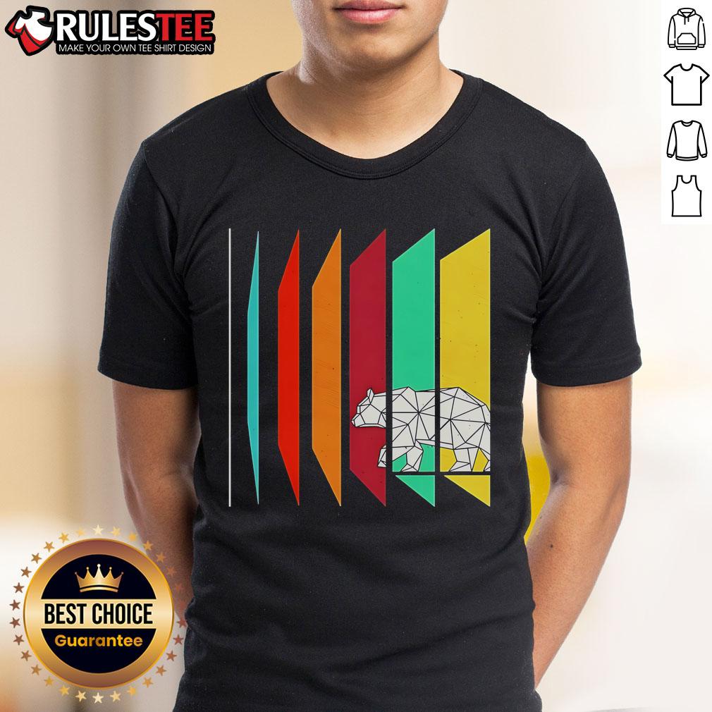 Adorable Cute Wild Geometry Bear T-Shirt featuring a colorful geometric bear design on soft fabric.