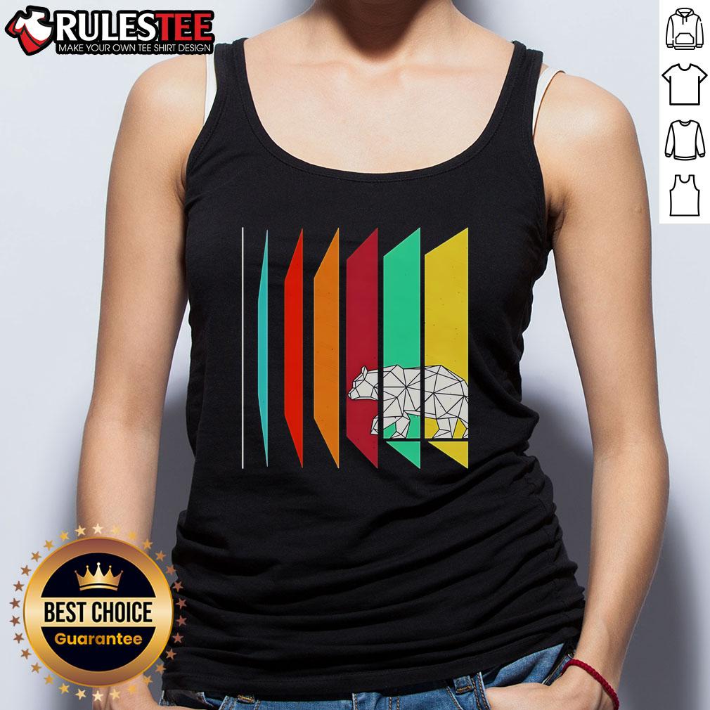 Alt Text: Cute wild geometry bear tank top featuring a playful bear design with geometric shapes on a vibrant background.