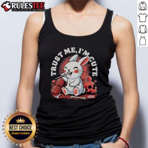Funny Bunny Trust Me I'm Cute Tank Top design featuring a playful bunny illustration, perfect for casual, fun outfits.