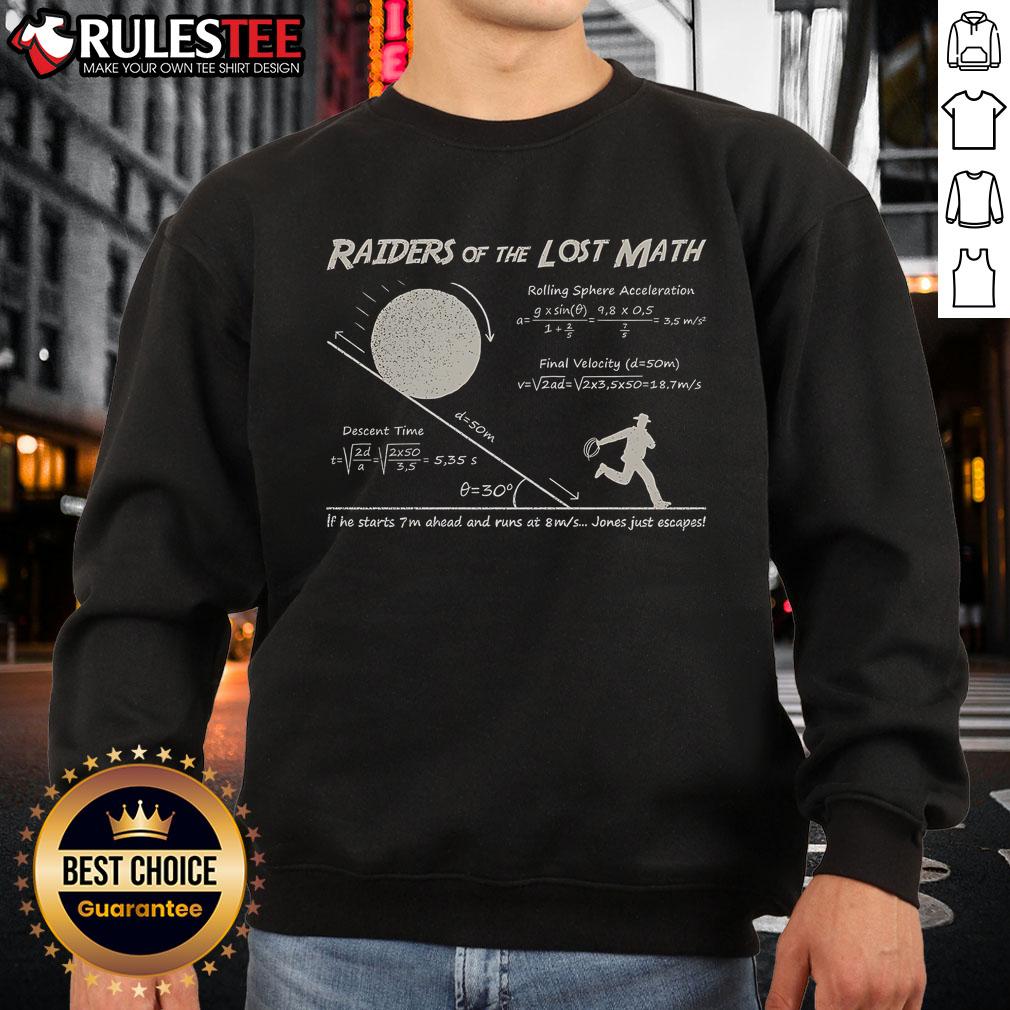 Funny Raiders of the Lost Math sweatshirt featuring humorous math graphics and a playful design for math lovers.
