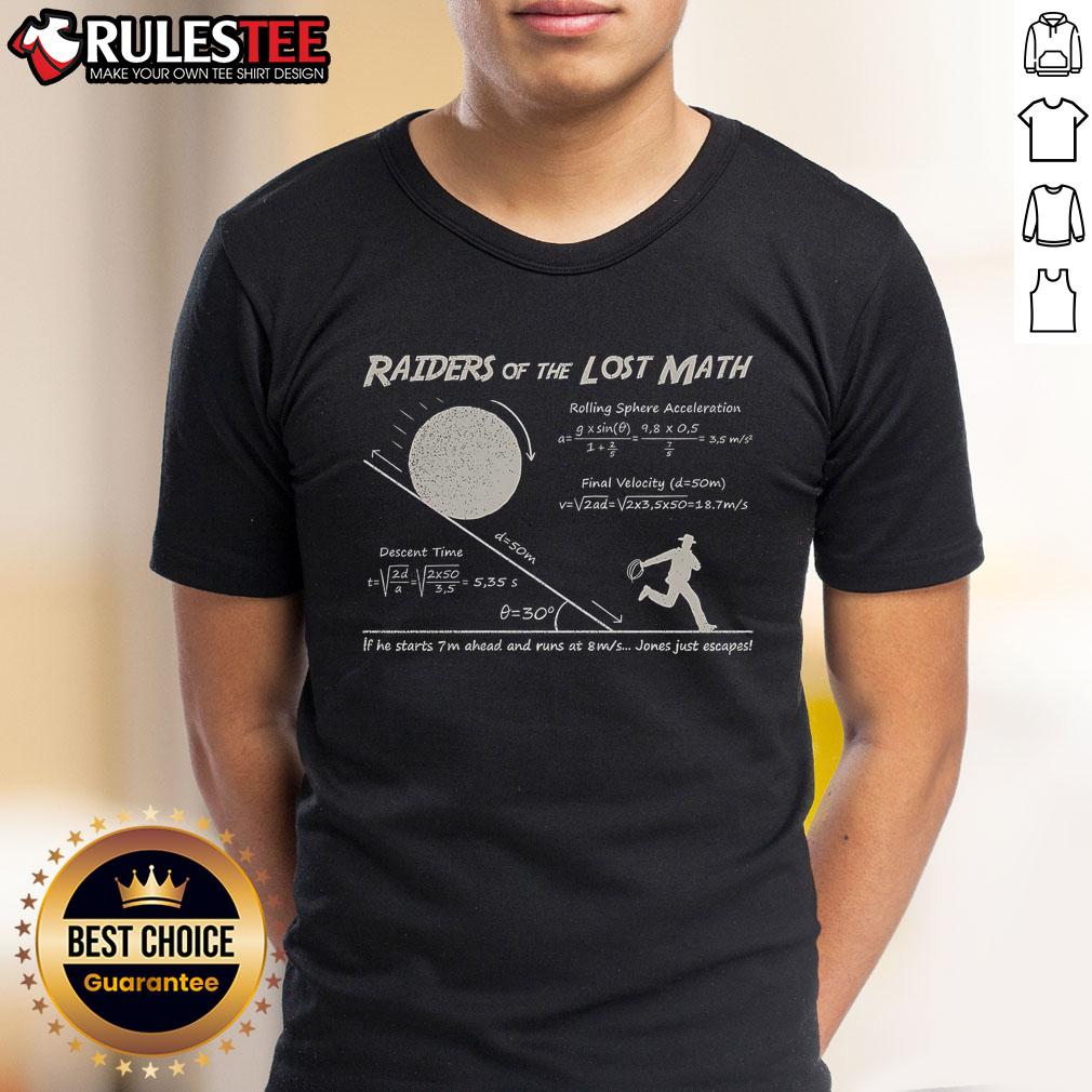 Funny Raiders Of The Lost Math T-Shirt featuring a humorous design blending math themes with adventure style.