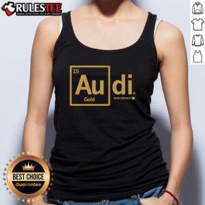 Trendy Good Audi Crooks Gold Tank Top displayed on a stylish background, perfect for casual summer outfits.