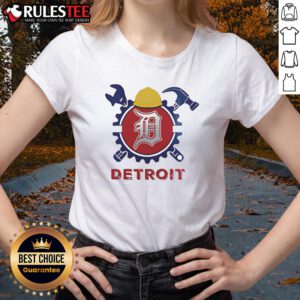 Alt Text: Happy Labor Day USA with a Good Detroit Tigers baseball ladies tee featuring team logo and patriotic colors.