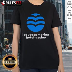 Alt Text: Ladies' tee featuring the Good Las Vegas Marina Hotel Casino logo, perfect for stylish casino outings in Las Vegas.