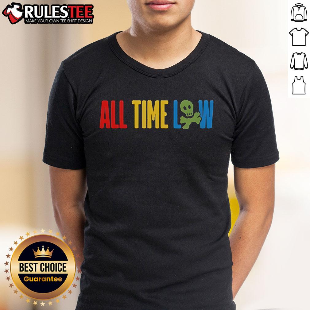 Alt Text: Official All Time Low Logo 2025 T-Shirt featuring a vibrant design with the band's iconic logo in bold colors.