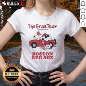 Alt Text: Boston Red Sox Eras Tour Snoopy ladies tee featuring vibrant graphics and stylish design for fans.